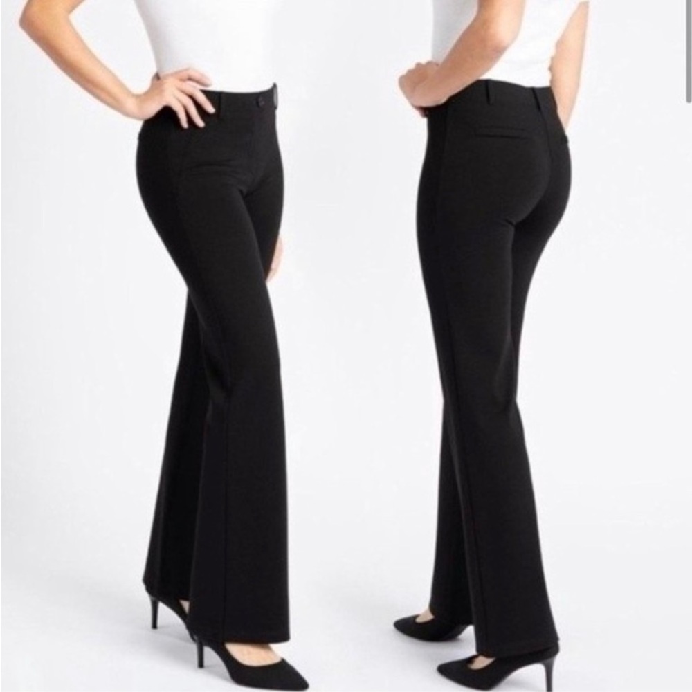 Betabrand L Classic Bootcut Dress Trouser Yoga Comfort Pull On Pants Black